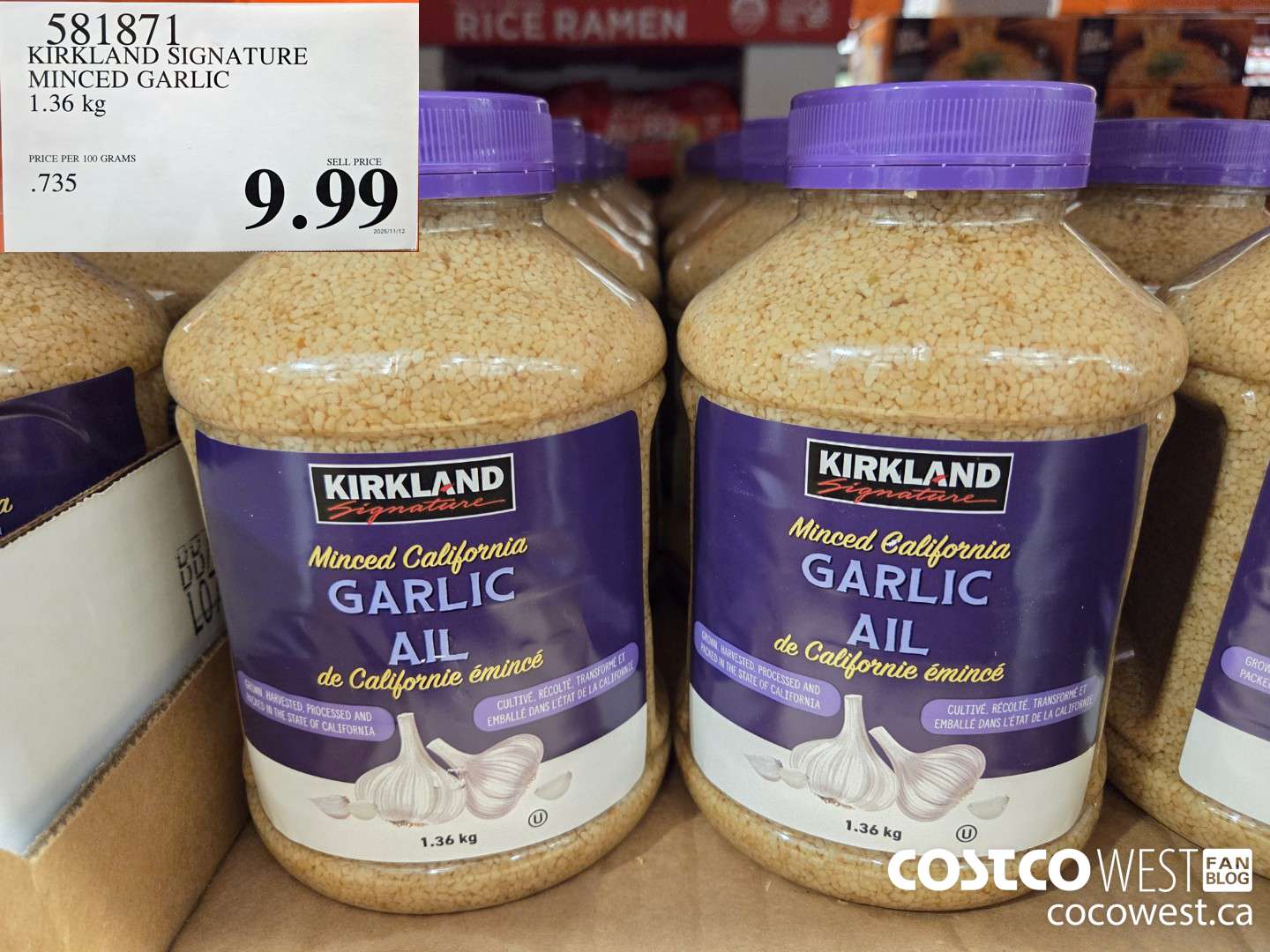 581871 KIRKLAND SIGNATURE MINCED GARLIC 1.36 kg $9.99