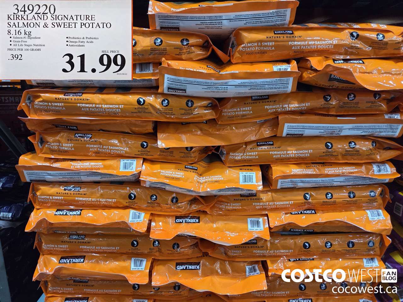 349220 KIRKLAND SIGNATURE NATURE'S DOMAIN CAT FOOD 8.16KG $31.99