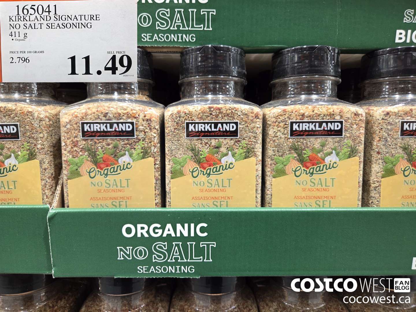 165041 KIRKLAND SIGNATURE NO SALT SEASONING 411 g $11.49