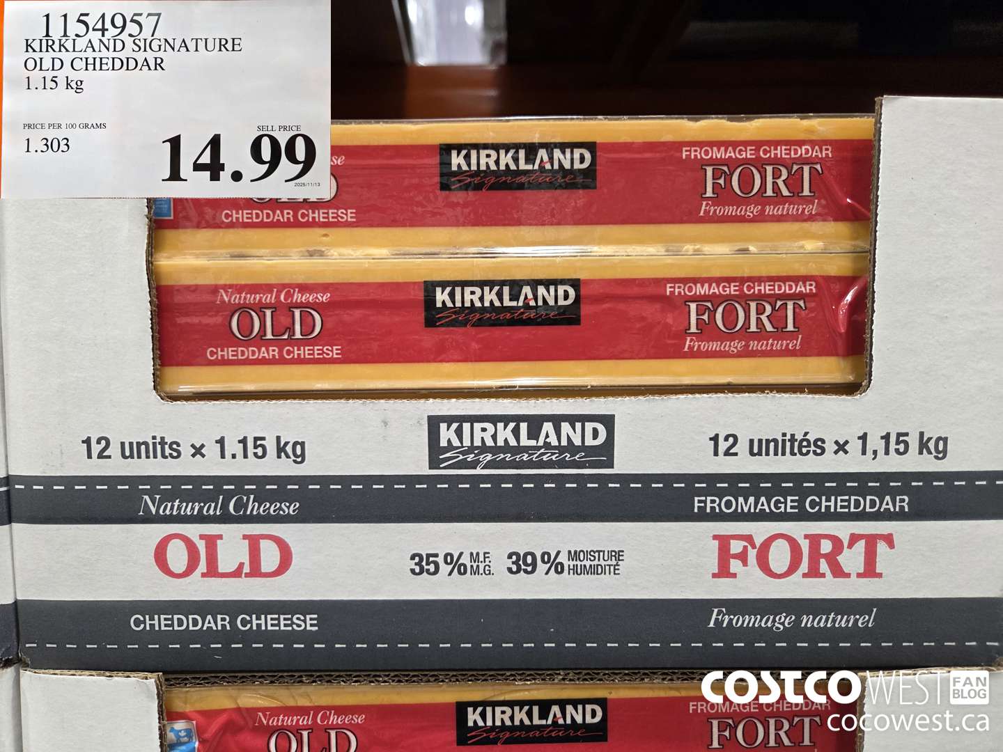 1154957 KIRKLAND SIGNATURE OLD CHEDDAR 1.15 kg $14.99