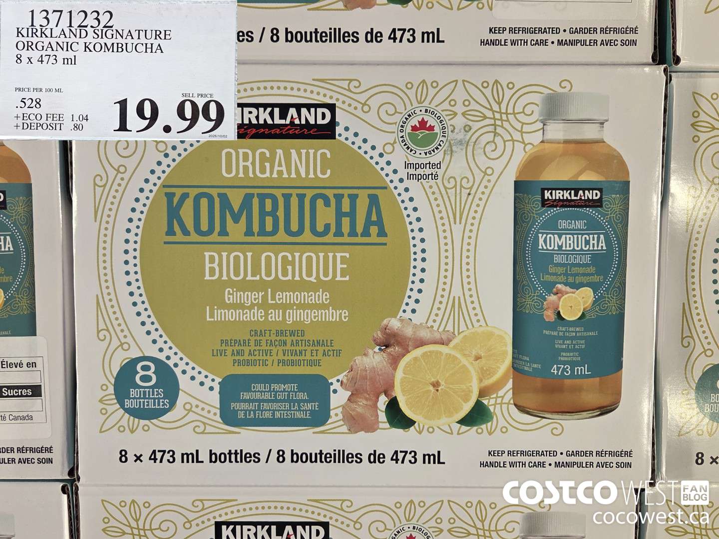 1371232 KIRKLAND SIGNATURE ORGANIC KOMBUCHA 8 X 473 ML $19.99