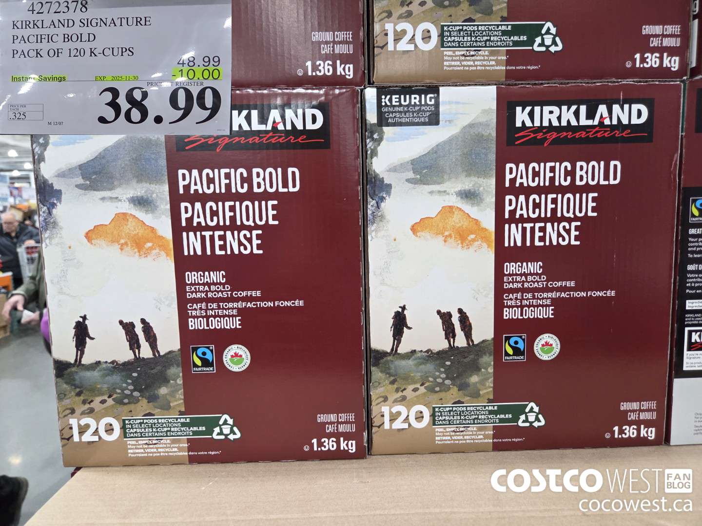 4272378 KIRKLAND SIGNATURE PACIFIC BOLD PACK OF 120 K-CUPS ($10.00 INSTANT SAVINGS EXPIRES ON 2025-11-30) $38.99