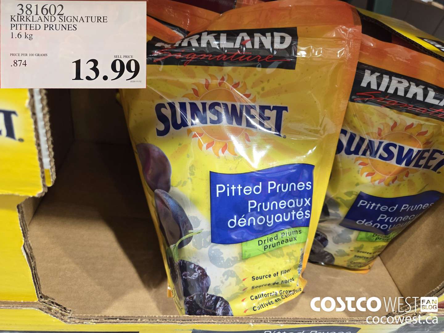 381602 KIRKLAND SIGNATURE PITTED PRUNES 1.6 kg $13.99