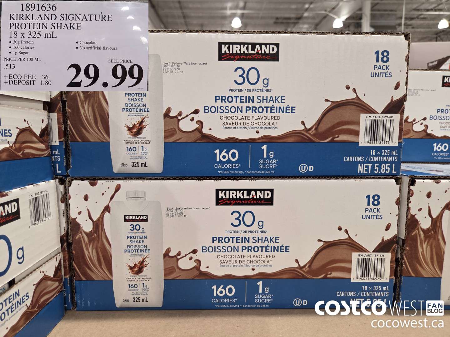 1891636 KIRKLAND SIGNATURE PROTEIN SHAKE 18 x 325 mL $29.99