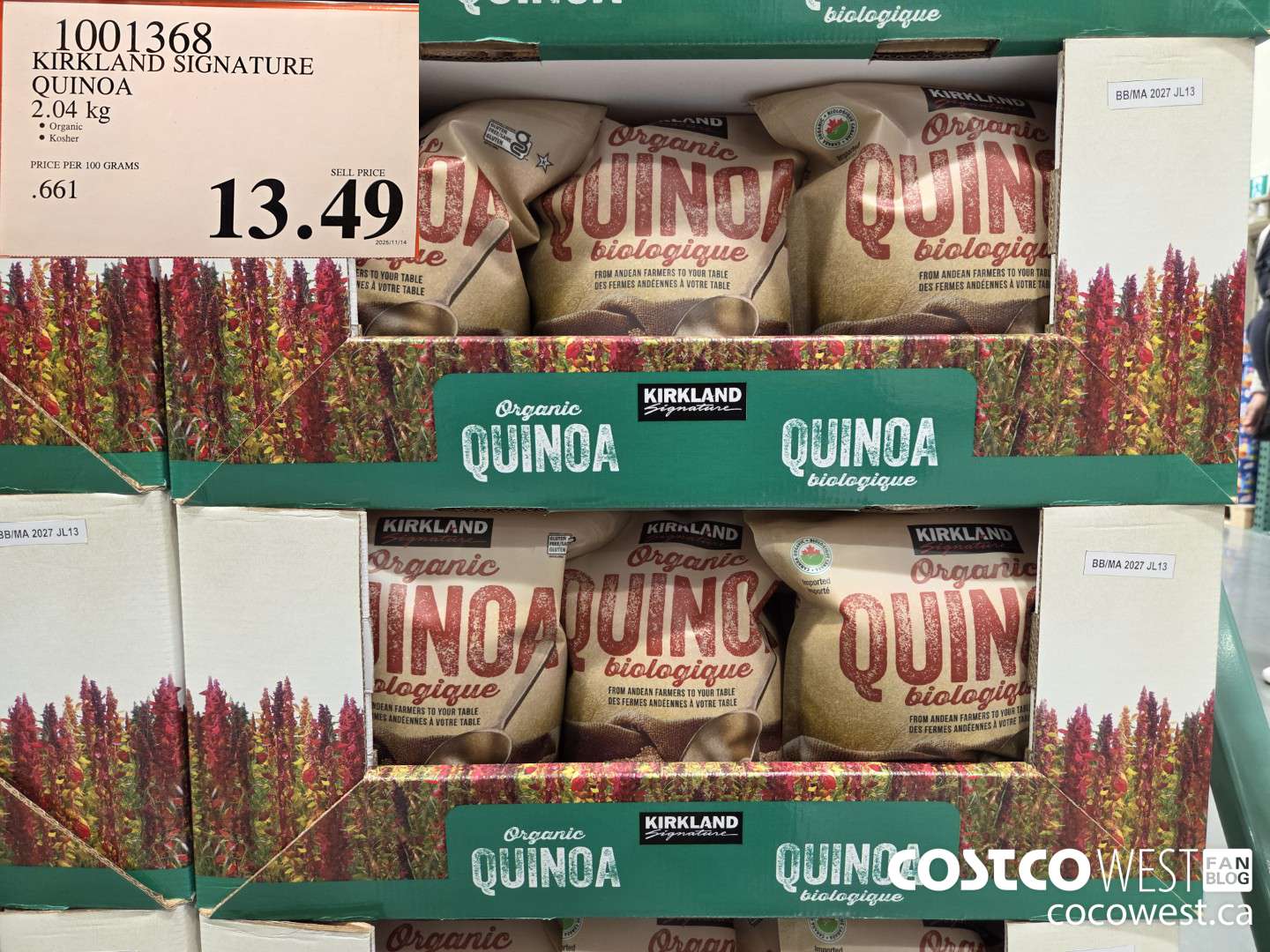 1001368 KIRKLAND SIGNATURE QUINOA 2.04 kg $13.49