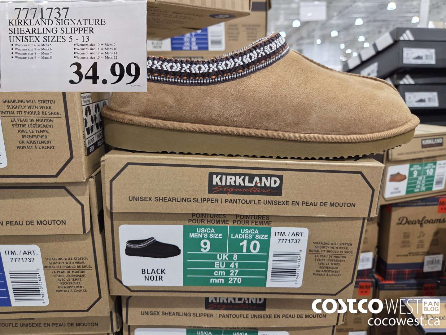 7771737 KIRKLAND SIGNATURE SHEARLING SLIPPER UNISEX SIZES 5 - 13 $34.99