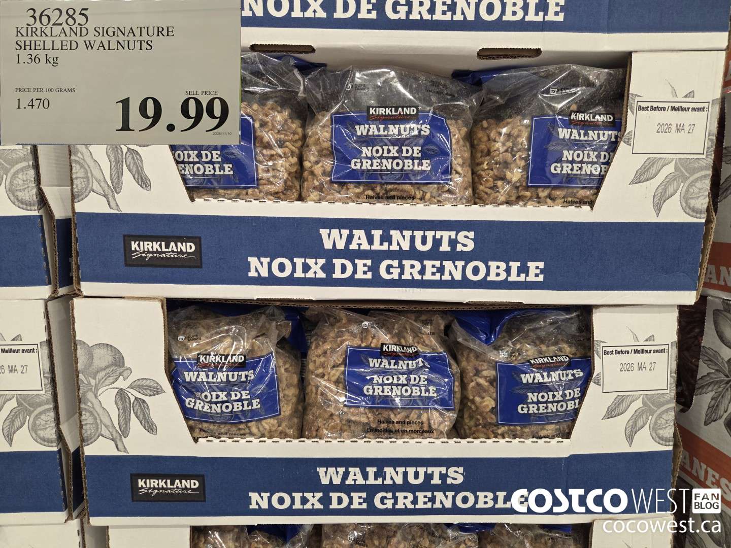 36285 KIRKLAND SIGNATURE SHELLED WALNUTS 1.36 kg $19.99