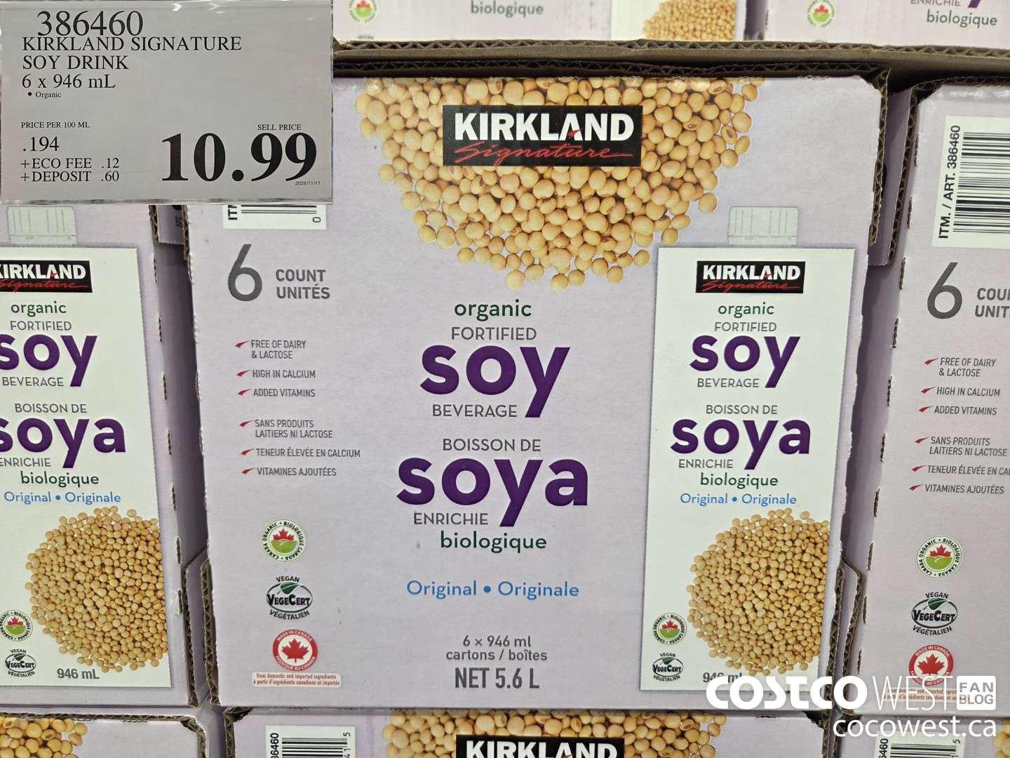 386460 KIRKLAND SIGNATURE SOY DRINK 6 x 946 mL $10.99