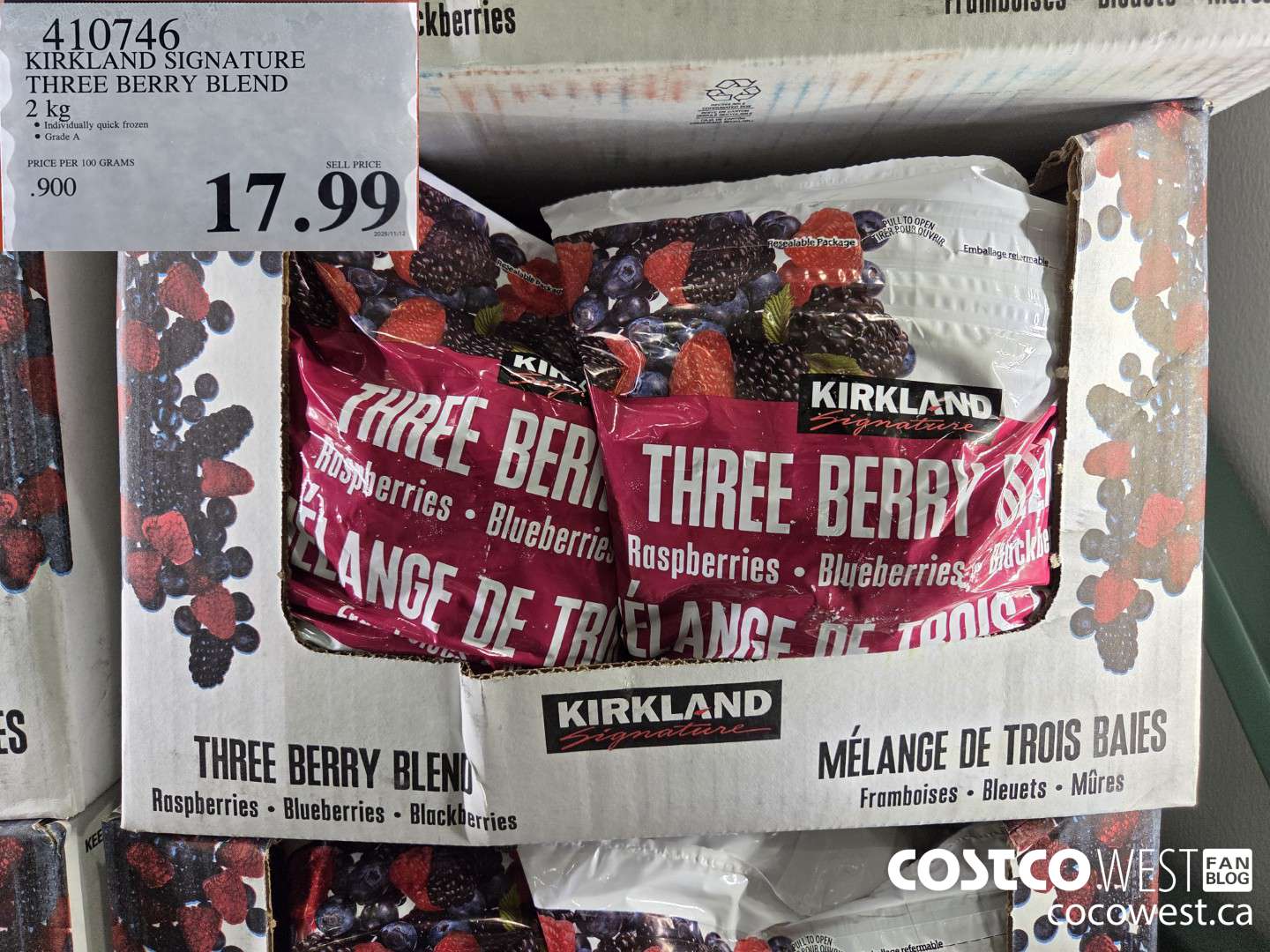 410746 KIRKLAND SIGNATURE THREE BERRY BLEND 2 kg $17.99