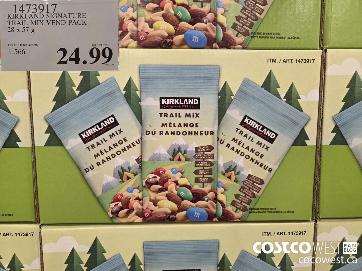 1473917 KIRKLAND SIGNATURE TRAIL MIX VEND PACK 28 x 57 g $24.99