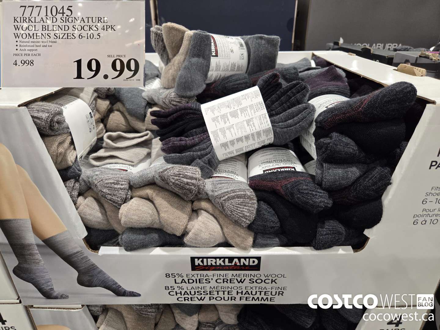 7771045 KIRKLAND SIGNATURE WOOL BLEND SOCKS 4PK WOMENS SIZES 6-10.5 $19.99