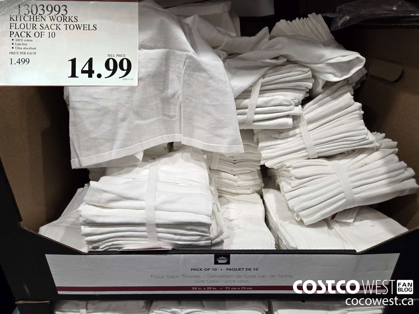 1303993 KITCHEN WORKS FLOUR SACK TOWELS PACK OF 10 $14.99