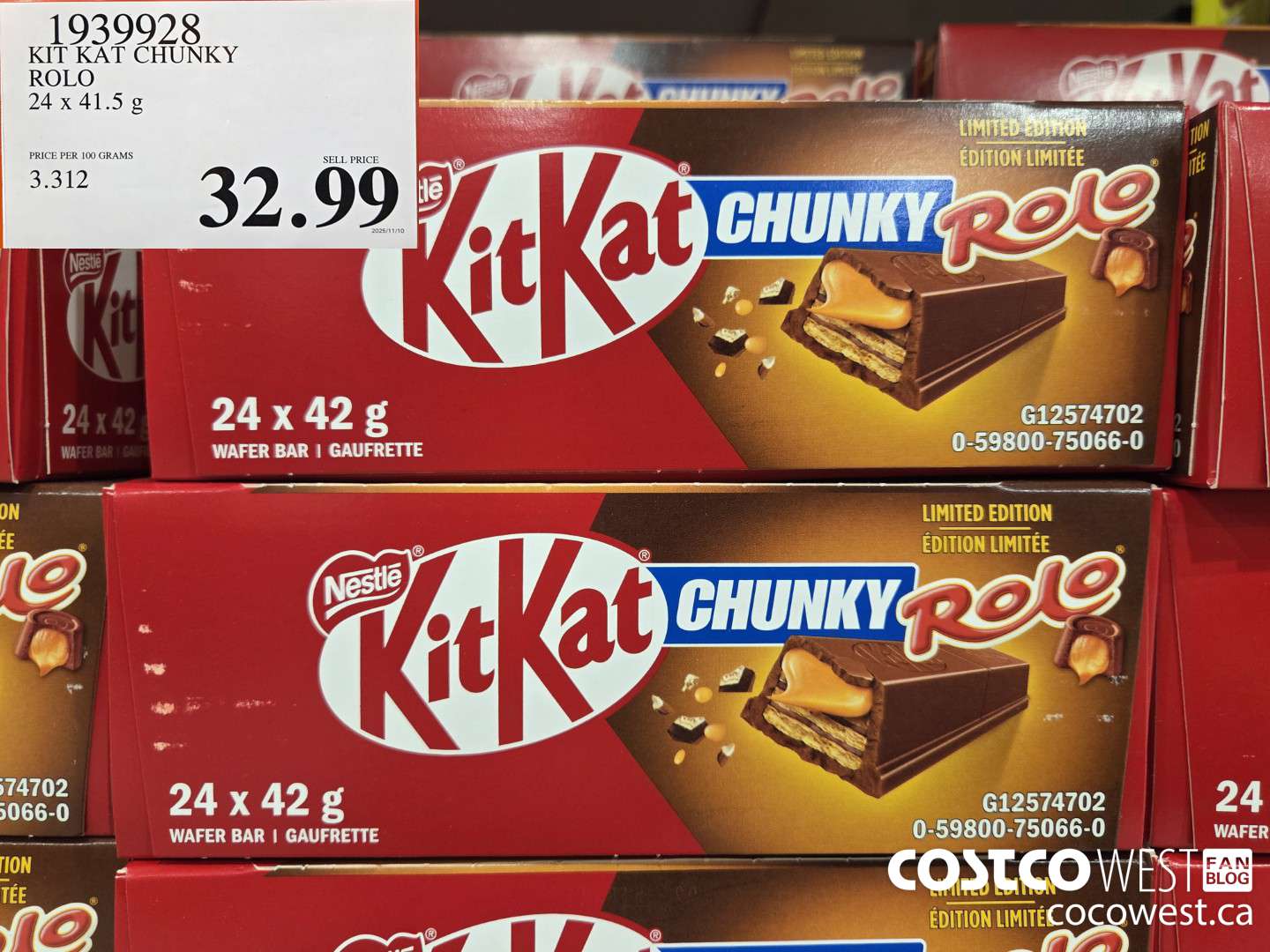 1939928 KIT KAT CHUNKY ROLO 24 x 41.5 g  $32.99