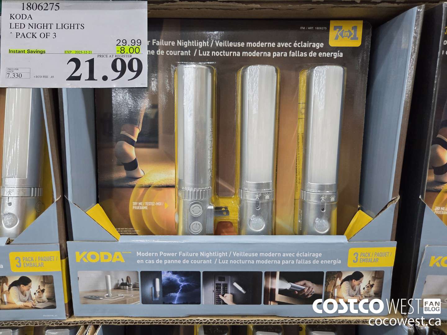 1806275 KODA LED NIGHT LIGHTS PACK OF 3 ($8.00 INSTANT SAVINGS EXPIRES ON 2025-12-21) $21.99