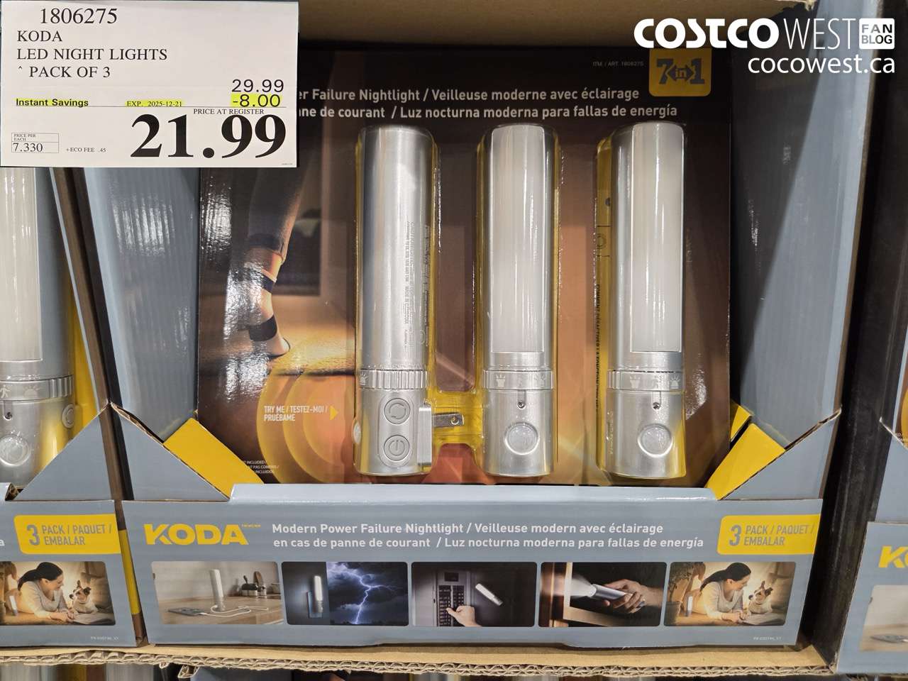 1806275 KODA LED NIGHT LIGHTS PACK OF 3 ($8.00 INSTANT SAVINGS EXPIRES ON 2025-12-21) $21.99