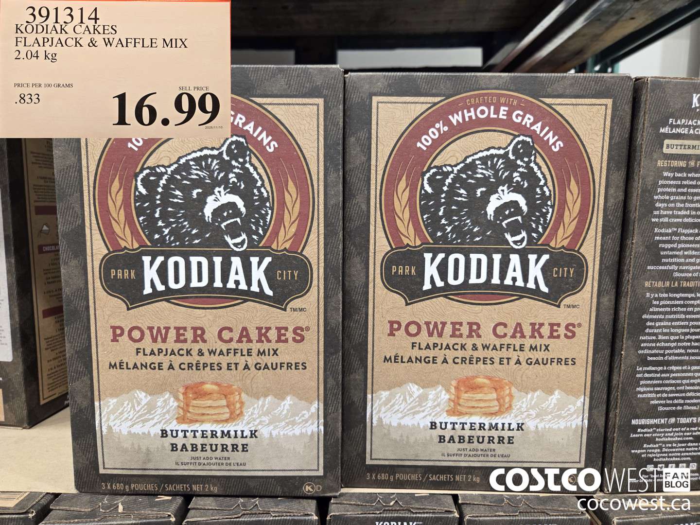 391314 KODIAK CAKES FLAPJACK & WAFFLE MIX 2.04 kg $16.99