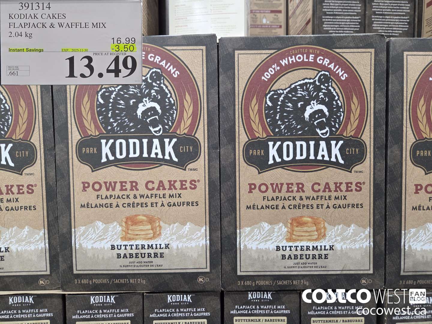 391314 KODIAK PANCAKE & WAFFLE MIX 2.04KG ($3.50 INSTANT SAVINGS EXPIRES ON 2025-11-30) $13.49