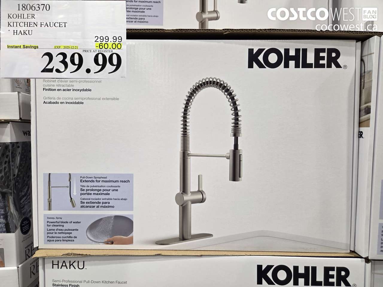 1806370 KOHLER KITCHEN FAUCET HAKU ($60.00 INSTANT SAVINGS EXPIRES ON 2025-12-21) $239.99