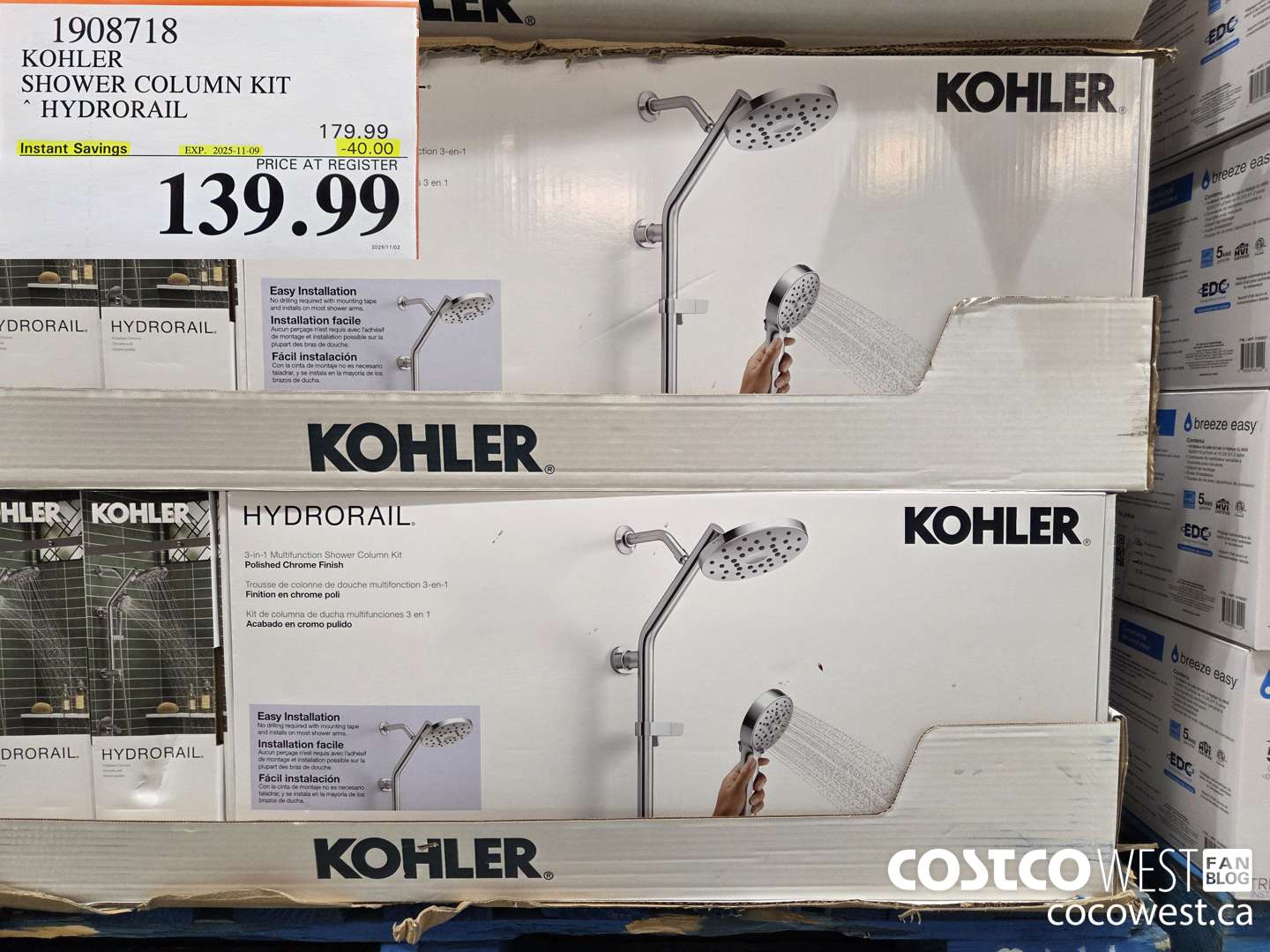 1908718 KOHLER SHOWER COLUMN KIT HYDRORAIL ($40.00 INSTANT SAVINGS EXPIRES ON 2025-11-09) $139.99