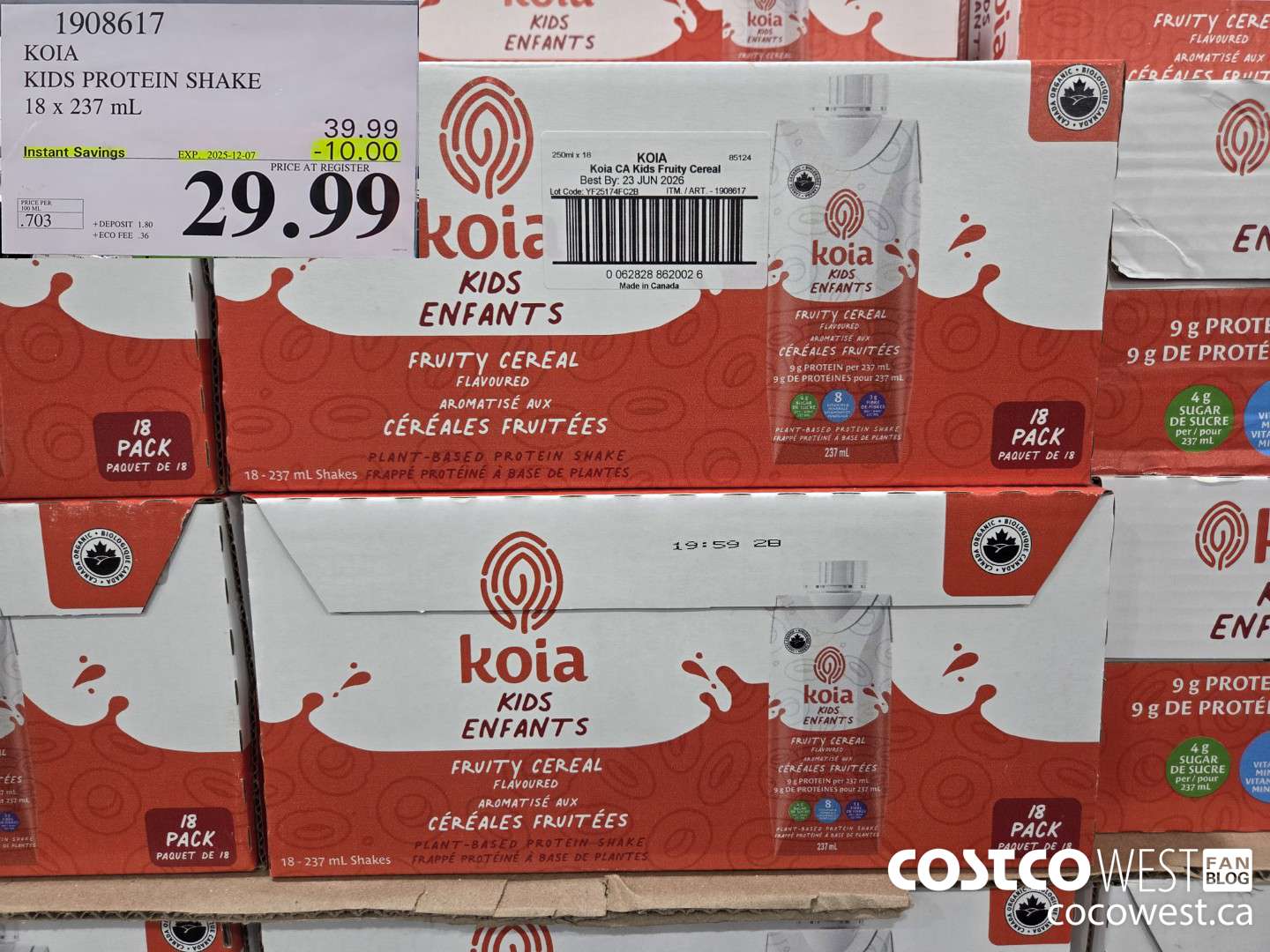 1908617 KOIA KIDS PROTEIN SHAKE 18 X 237 ML ($10.00 INSTANT SAVINGS EXPIRES ON 2025-12-07) $29.99