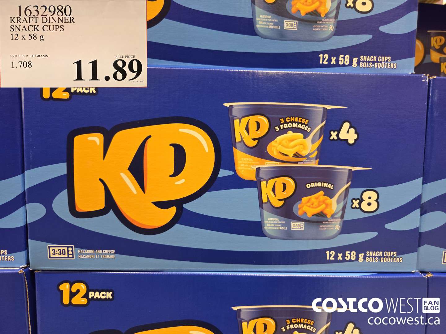 1632980 KRAFT DINNER SNACK CUPS 12 x 58 g $11.89