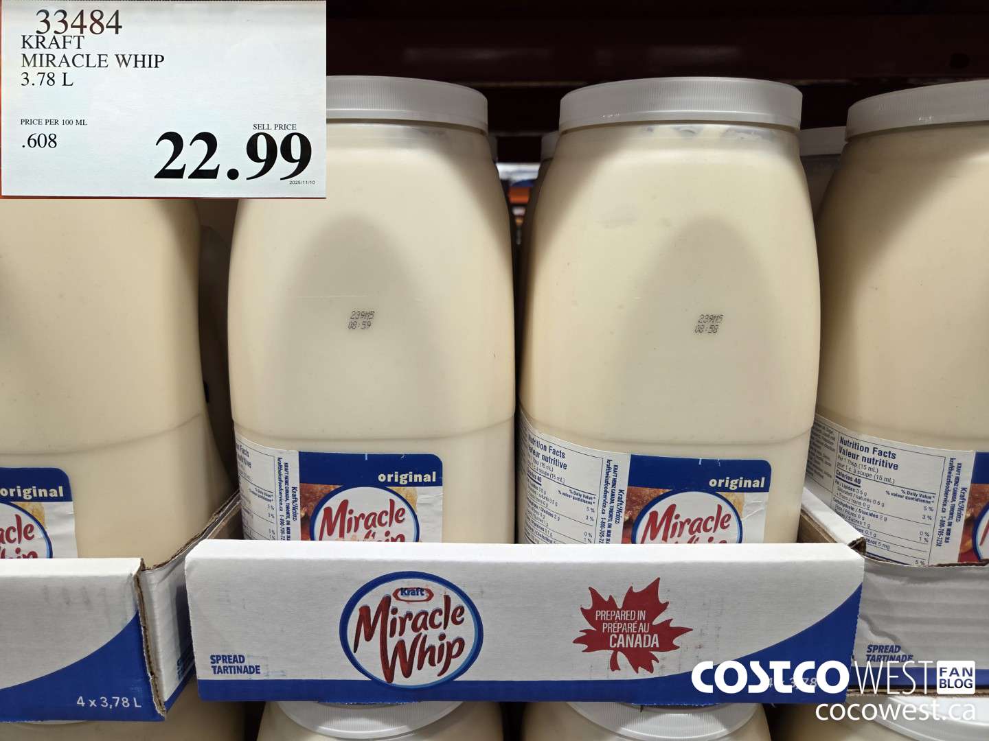 33484 KRAFT MIRACLE WHIP 3.78 L $22.99