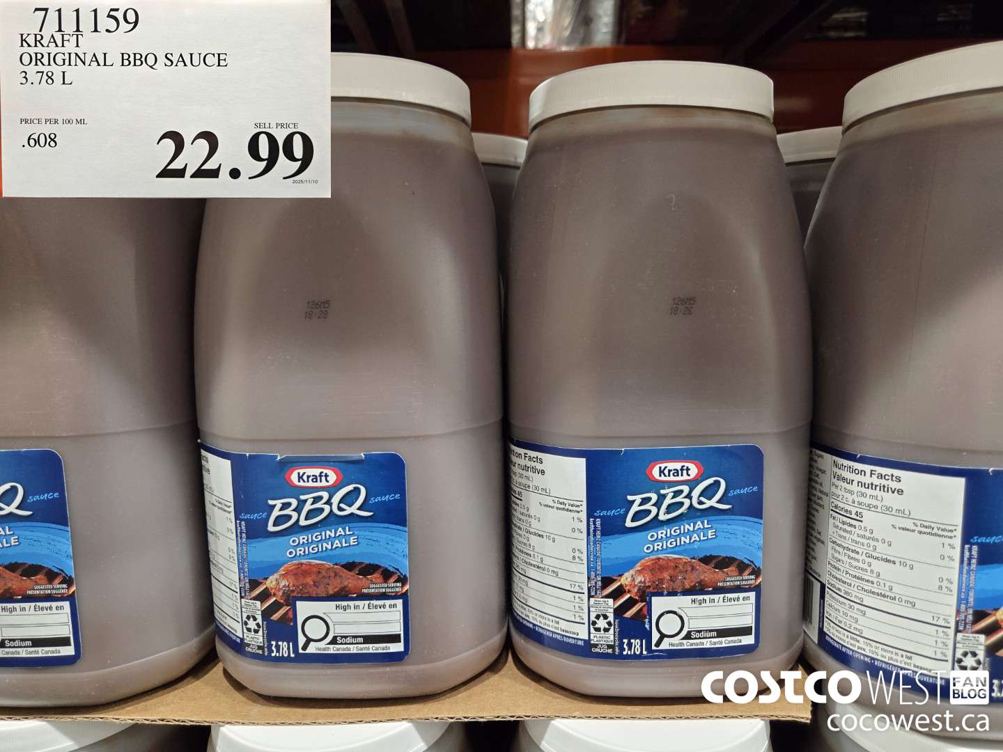 711159 KRAFT ORIGINAL BBQ SAUCE 3.78 L $22.99