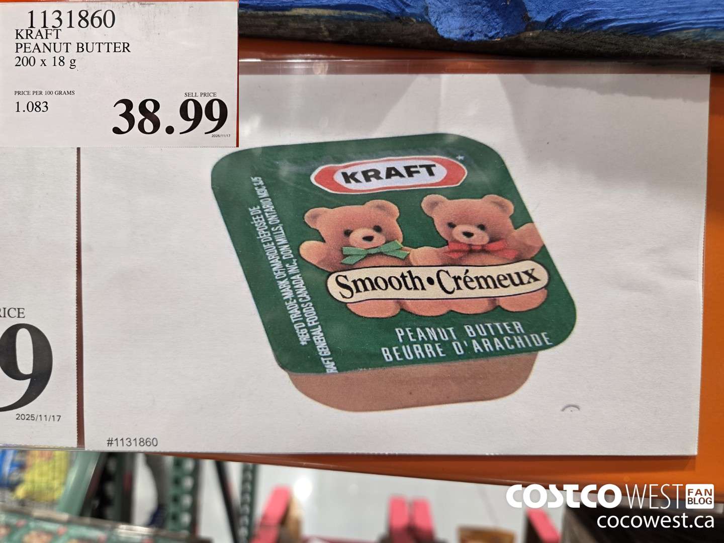 1131860 KRAFT PEANUT BUTTER 200 x 18 g $38.99