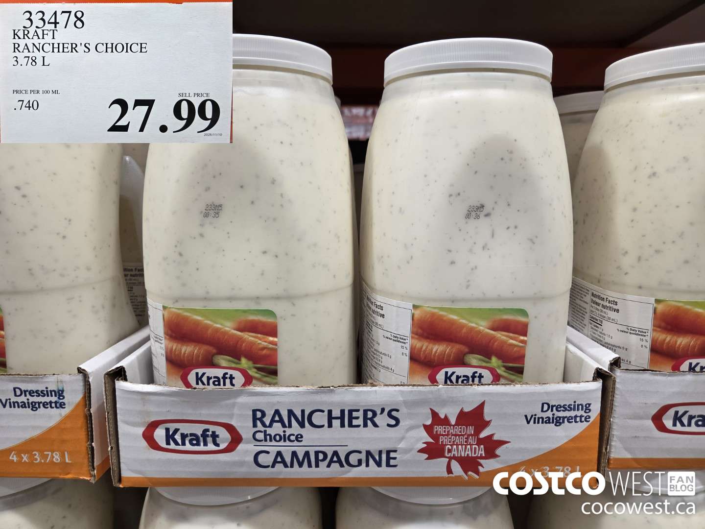 33478 KRAFT RANCHER'S CHOICE 3.78 L $27.99