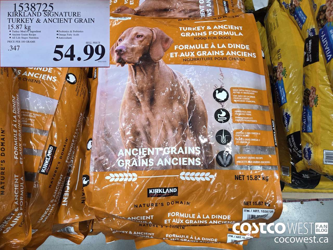 1538725 KS NATURE'S DOMAIN TURKEY & ANCIENT GRAIN DOG FOOD 15.87 KG $54.99