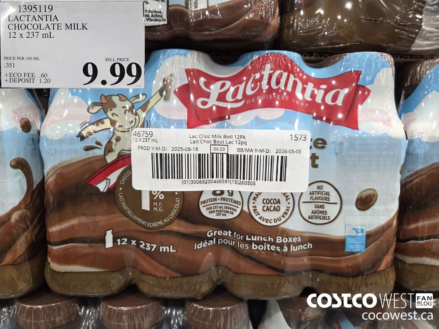 1395119 LACTANTIA CHOCOLATE MILK 12 x 237 mL $9.99