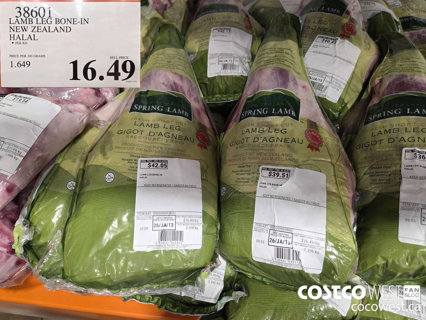 38601 LAMB LEG BONE-IN NEW ZEALAND HALAL $16.49