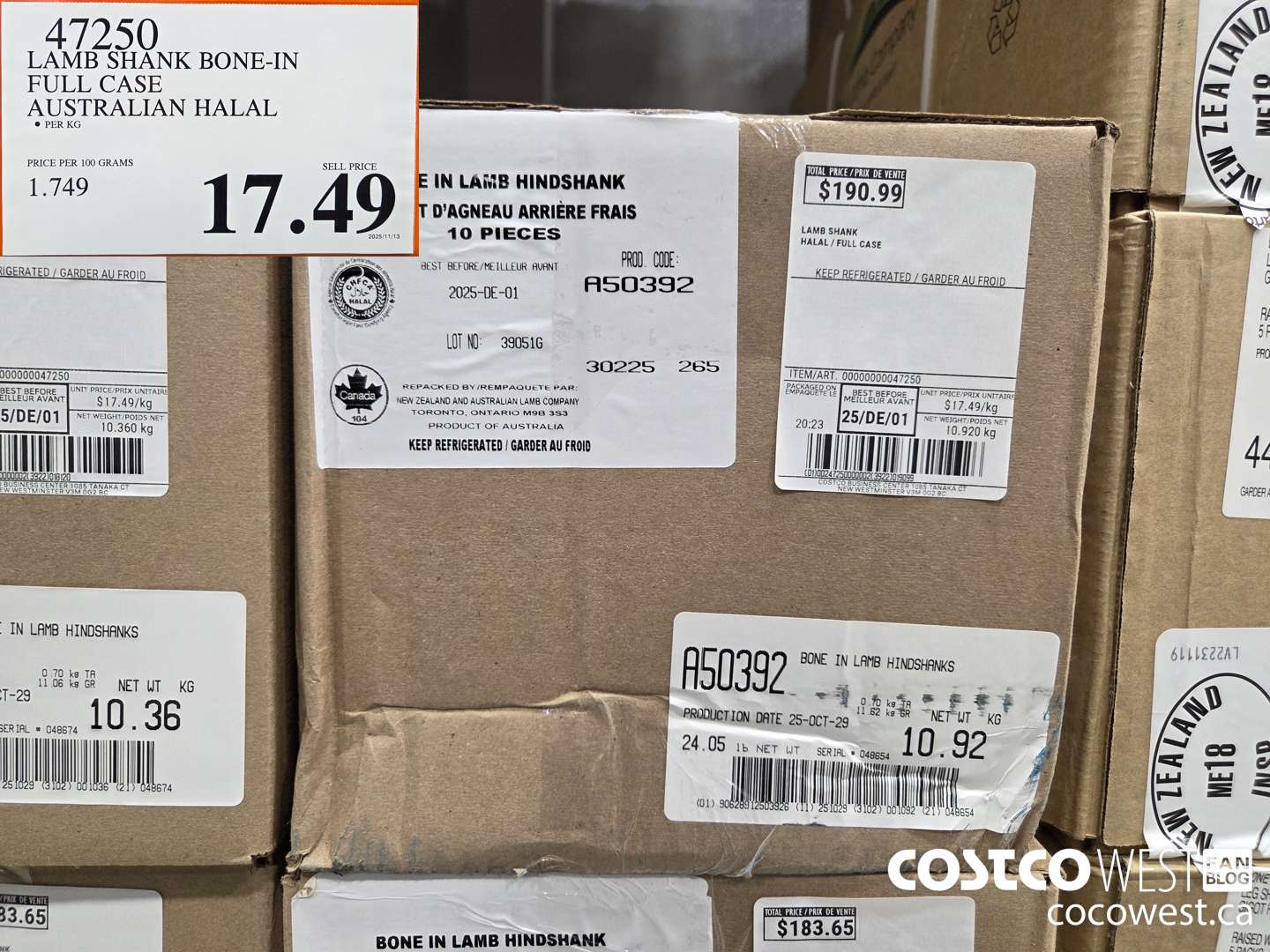 47250 LAMB SHANK BONE-IN FULL CASE AUSTRALIAN HALAL $17.49