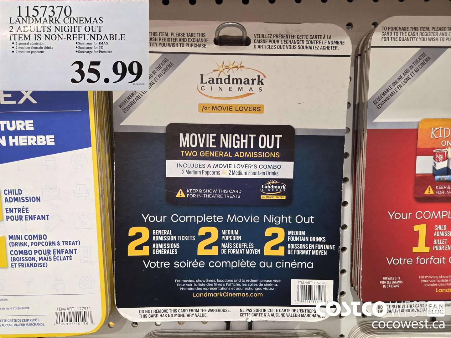 1157370 LANDMARK CINEMAS NIGHT OUT PACKAGE 2 ADULTS MOVIE PACKAGE $35.99