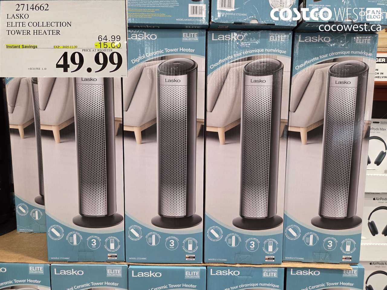 2714662 LASKO ELITE COLLECTION TOWER HEATER ($15.00 INSTANT SAVINGS EXPIRES ON 2025-11-30) $49.99