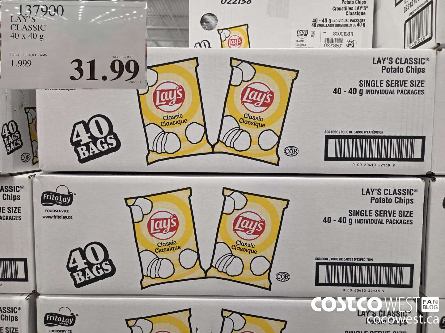 137900 LAY'S CLASSIC 40 x 40 g $31.99