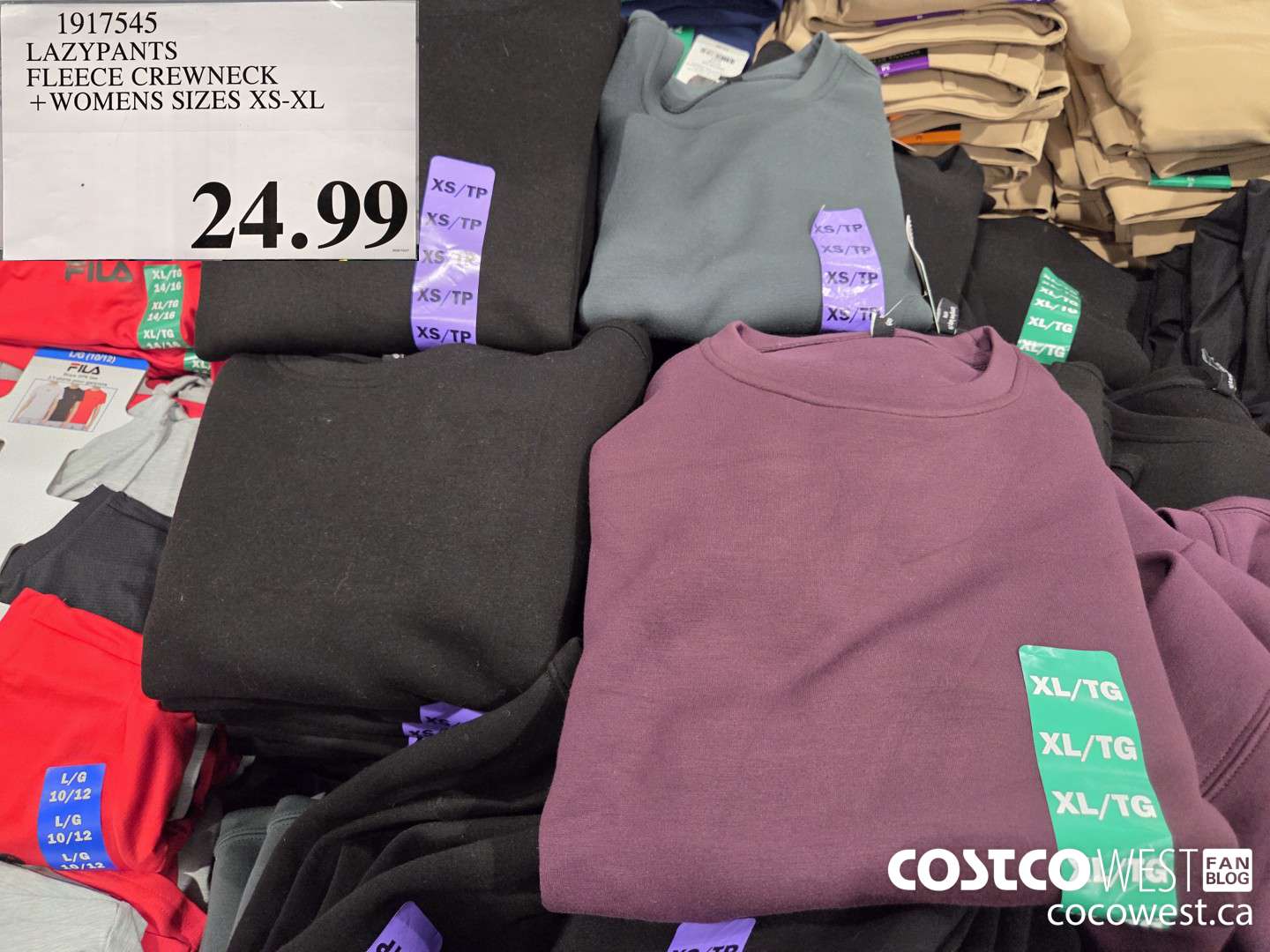 1917545 LAZYPANTS FLEECE CREWNECK WOMENS SIZES XS-XL $24.99