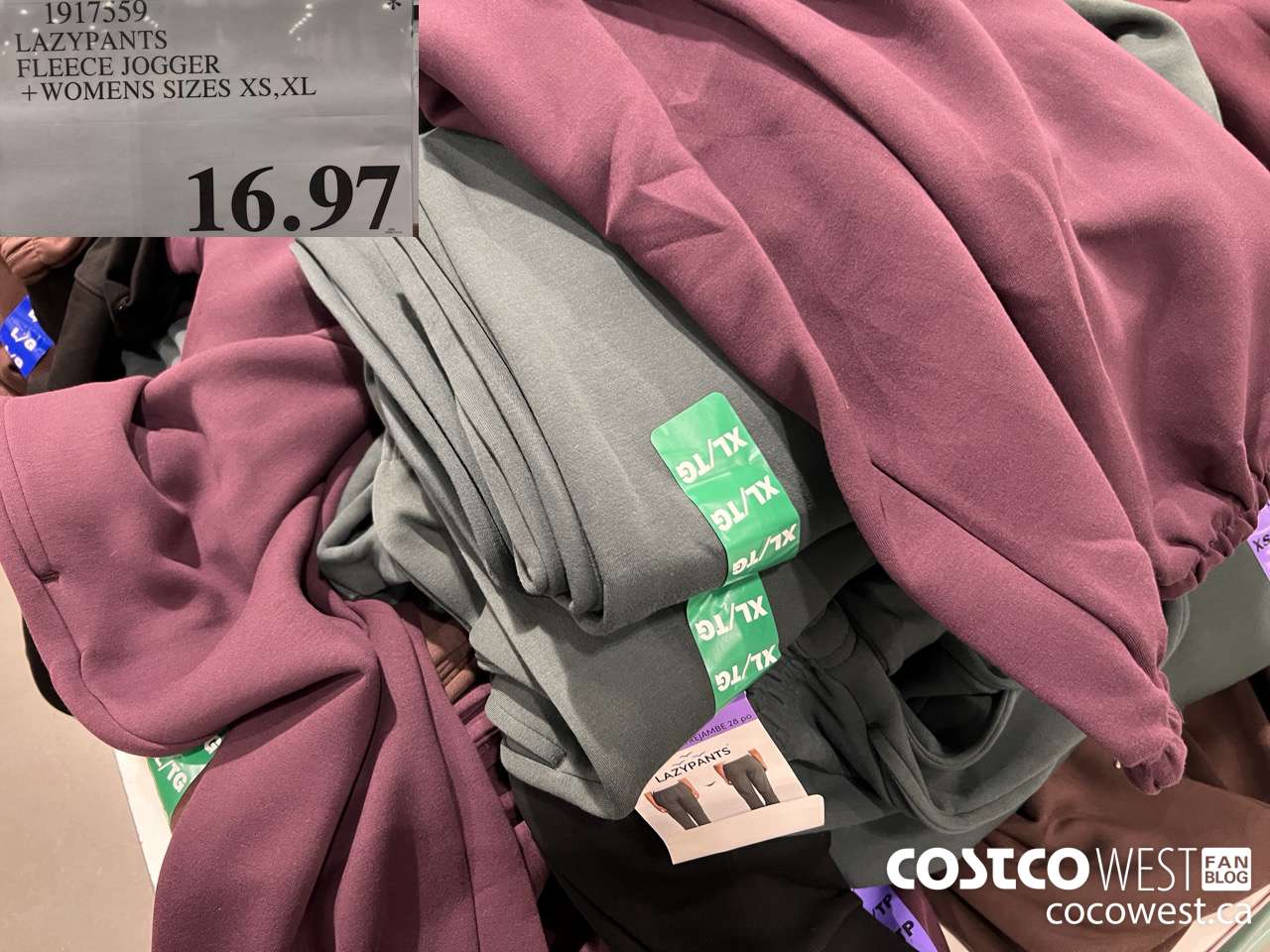 1917559 LAZYPANTS FLEECE JOGGER WOMENS SIZES XS, XL $16.97