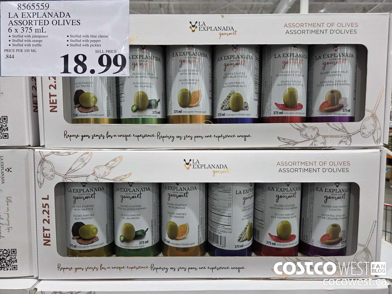 8565559 LA EXPLANADA ASSORTED OLIVES 6 X 375ML $18.99