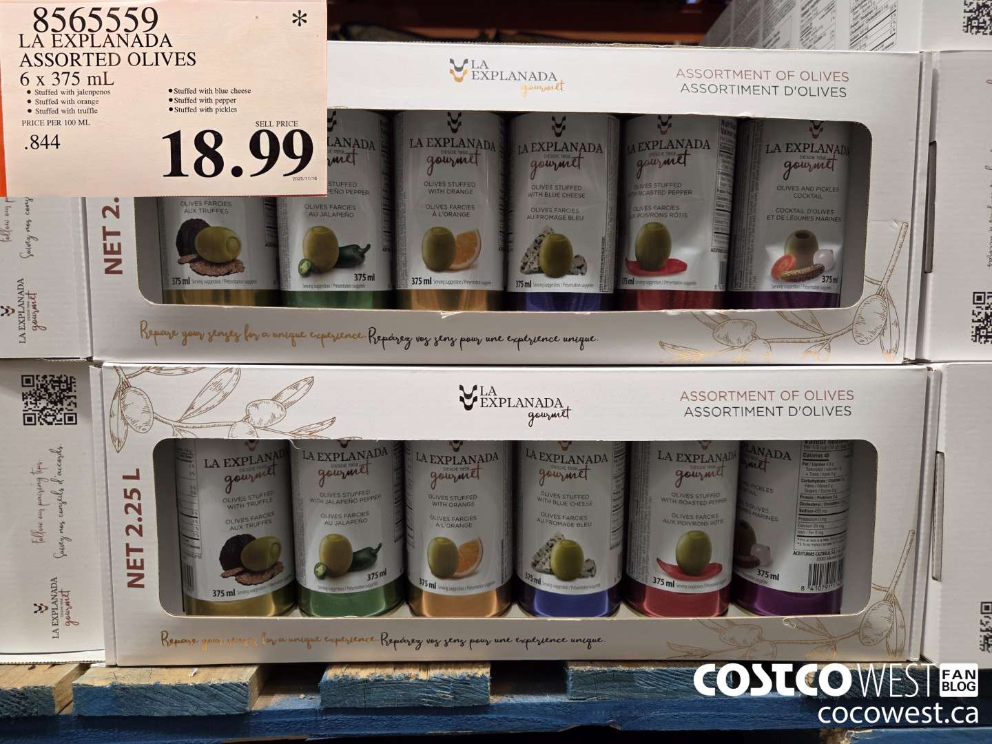 8565559 LA EXPLANADA ASSORTED OLIVES 6 X 375ML $18.99