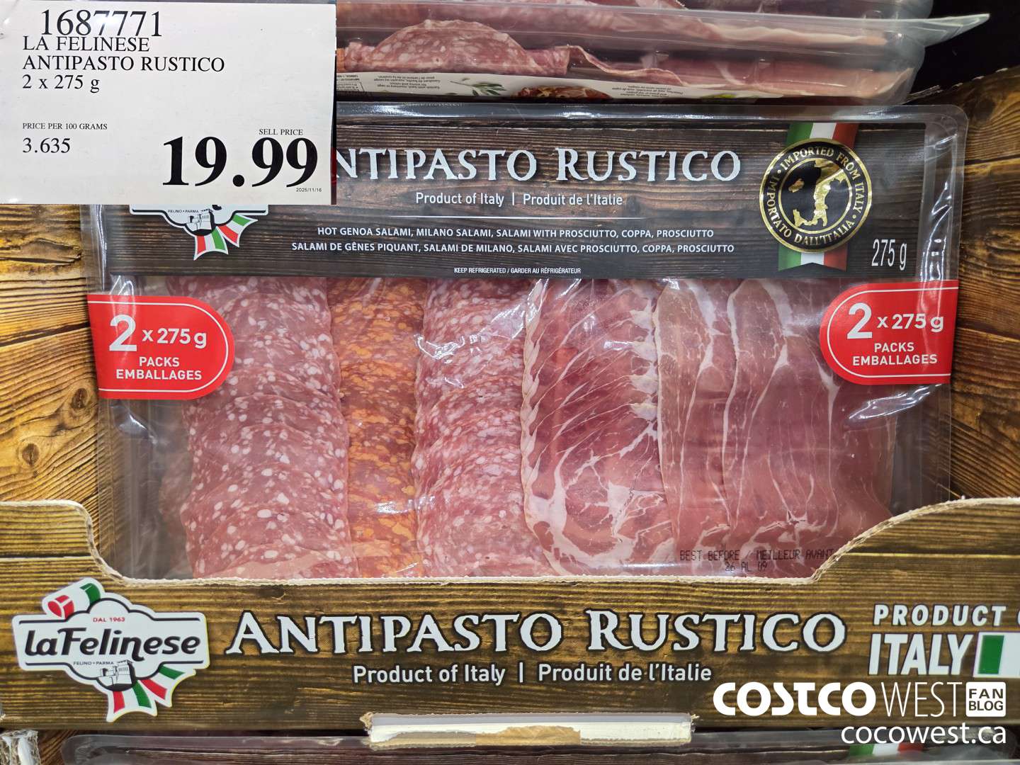 1687771 LA FELINESE ANTIPASTO RUSTICO 2 x 275 g $19.99