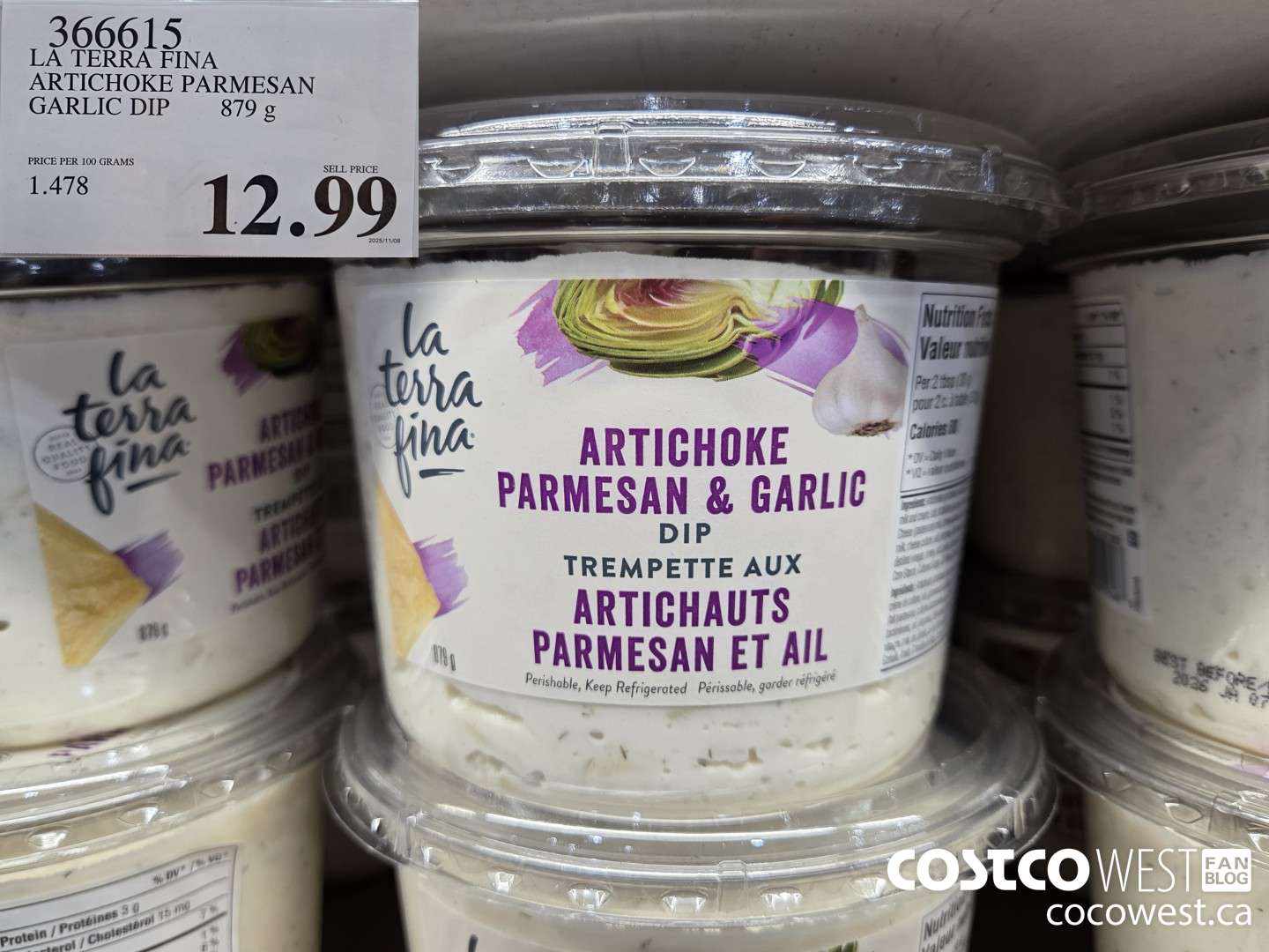 366615 LA TERRA FINA ARTICHOKE PARMESAN GARLIC DIP 879g $12.99