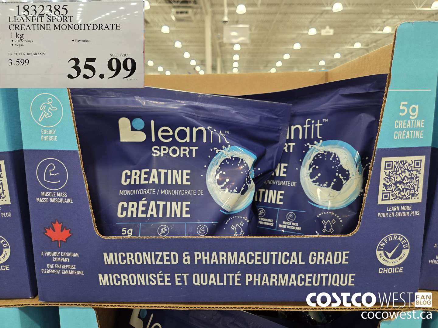 1832385 LEANFIT SPORT CREATINE MONOHYDRATE 1 kg $35.99