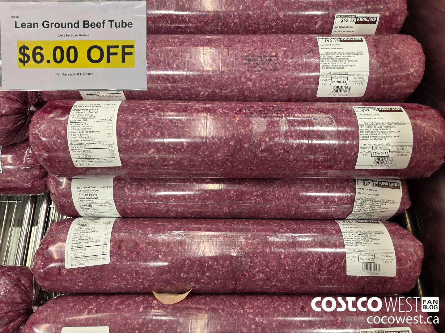 26306 LEAN GROUND BEEF TUBE ($6.00 INSTANT SAVINGS)