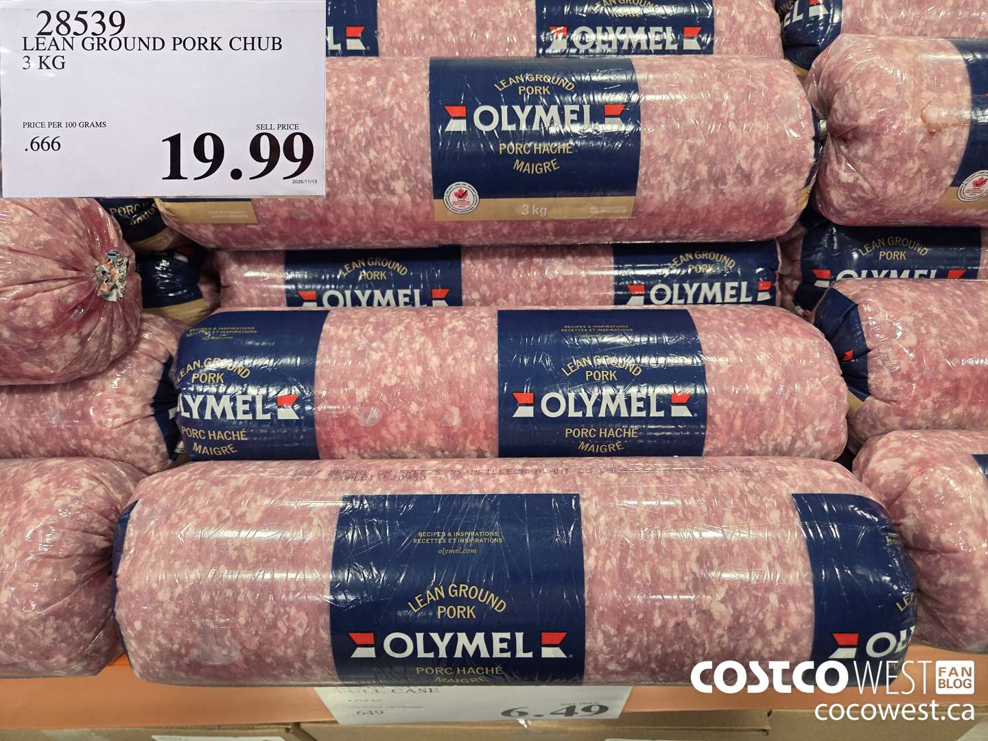 28539 LEAN GROUND PORK CHUB 3KG $19.99