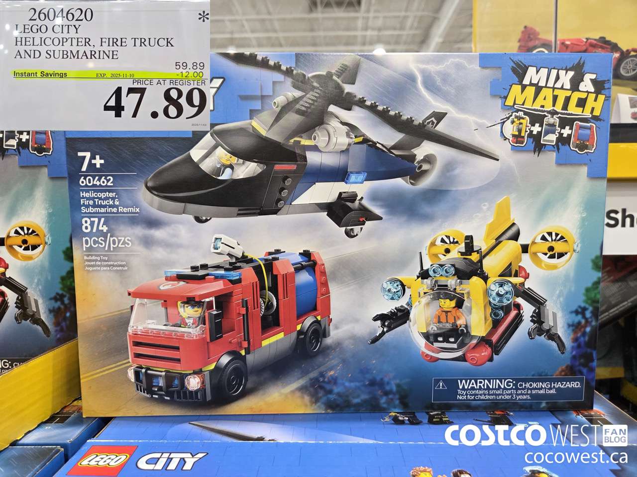 2604620 LEGO CITY HELICOPTER, FIRE TRUCK AND SUBMARINE ($12.00 INSTANT SAVINGS EXPIRES ON 2025-11-10) $47.89