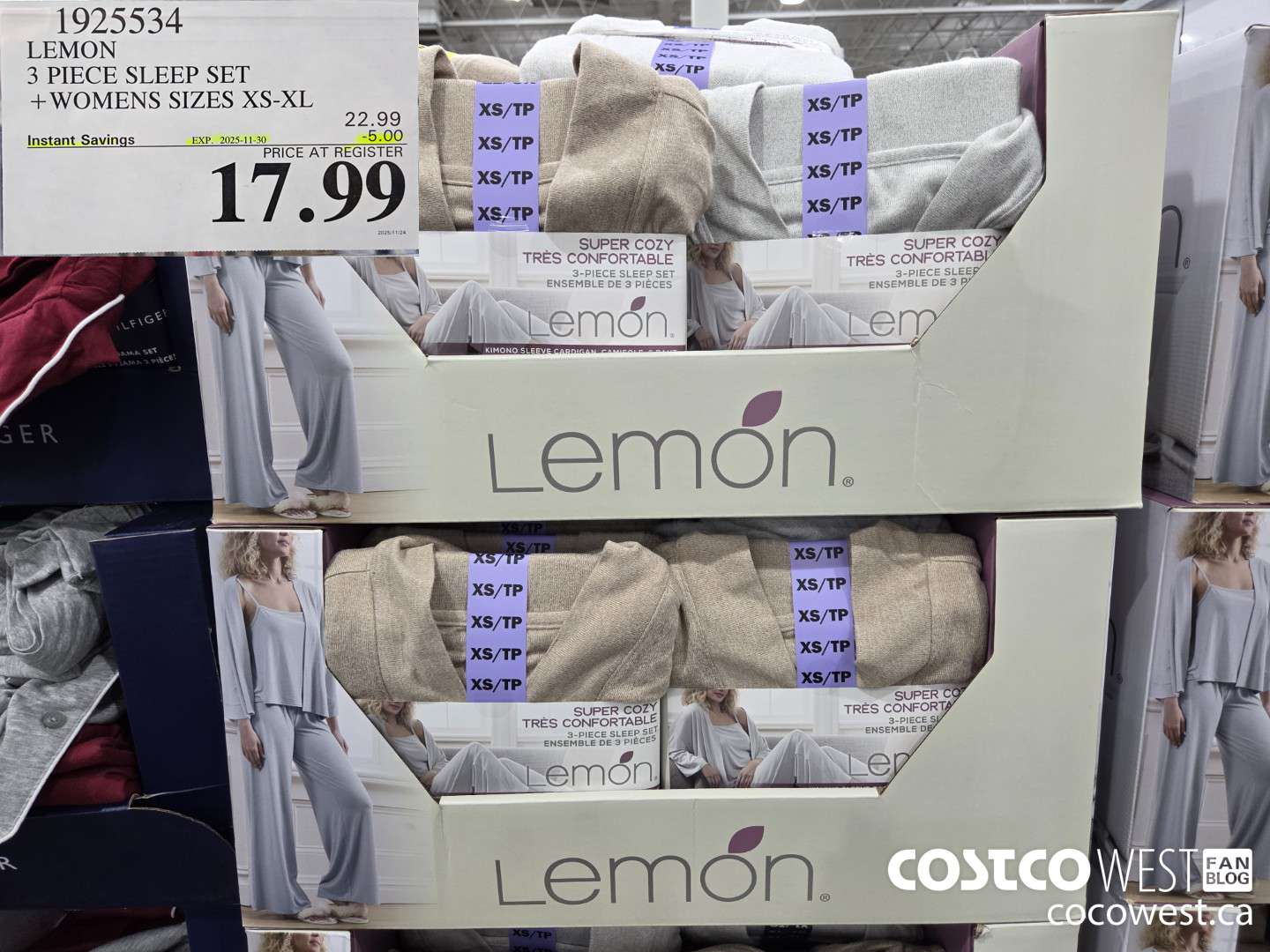 1925534 LEMON 3 PIECE SLEEP SET WOMENS SIZES XS-XL ($5.00 INSTANT SAVINGS EXPIRES ON 2025-11-30) $17.99