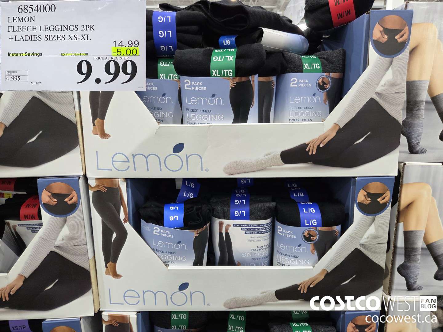 6854000 LEMON FLEECE LEGGING 2PK LADIES SIZES XS-XL ($5.00 INSTANT SAVINGS EXPIRES ON 2025-11-30) $9.99