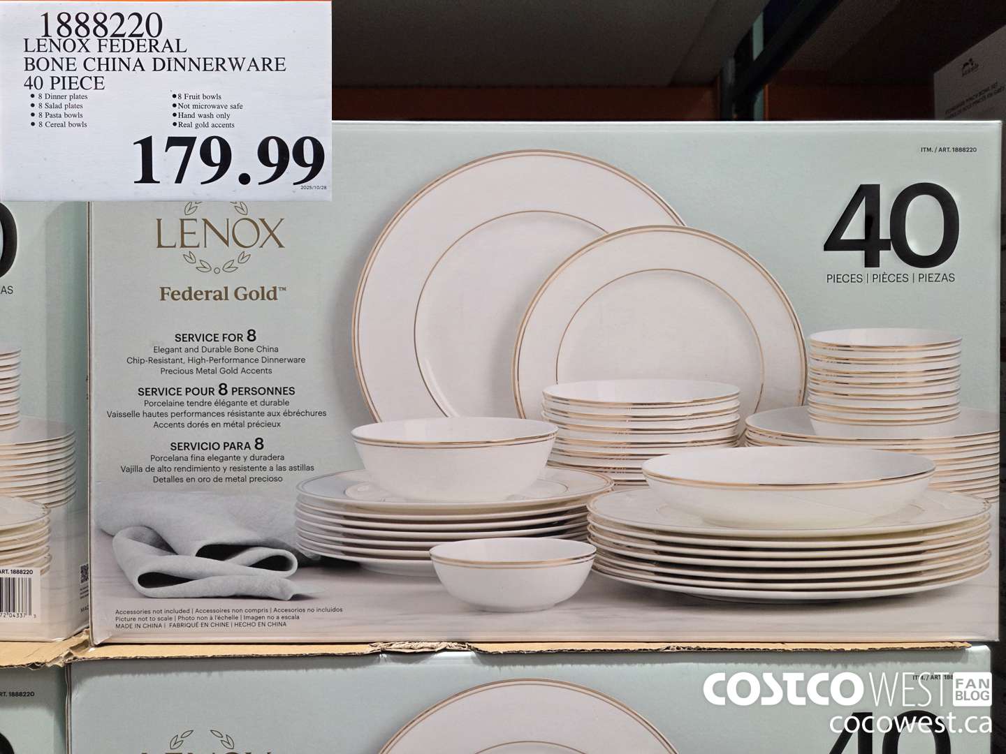 1888220 LENOX FEDERAL BONE CHINA DINNERWARE 40 PIECE $179.99