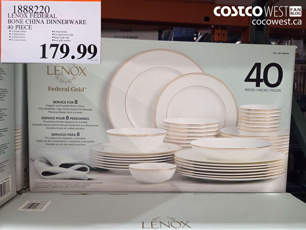1888220 LENOX FEDERAL BONE CHINA DINNERWARE 40 PIECE $179.99